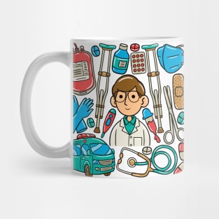 Man Doctor Kawaii Doodle Mug